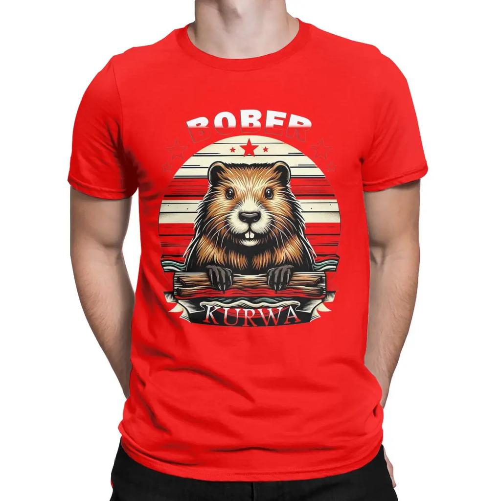 Bober Kurwa Meme Beaver T Shirts Men 100% Cotton Funny T-Shirts Crew Neck Funny Polish Bobr Tee Shirt Short Sleeve Clothing Gift