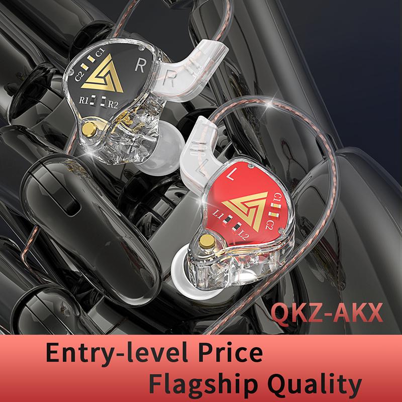 QKZ AKX HIFI Heavy Bass Transparent Earphones IEM Monitor Level 3.5mm In-Ear Music Headphone Dynamic With Mic Wired Headset DMX