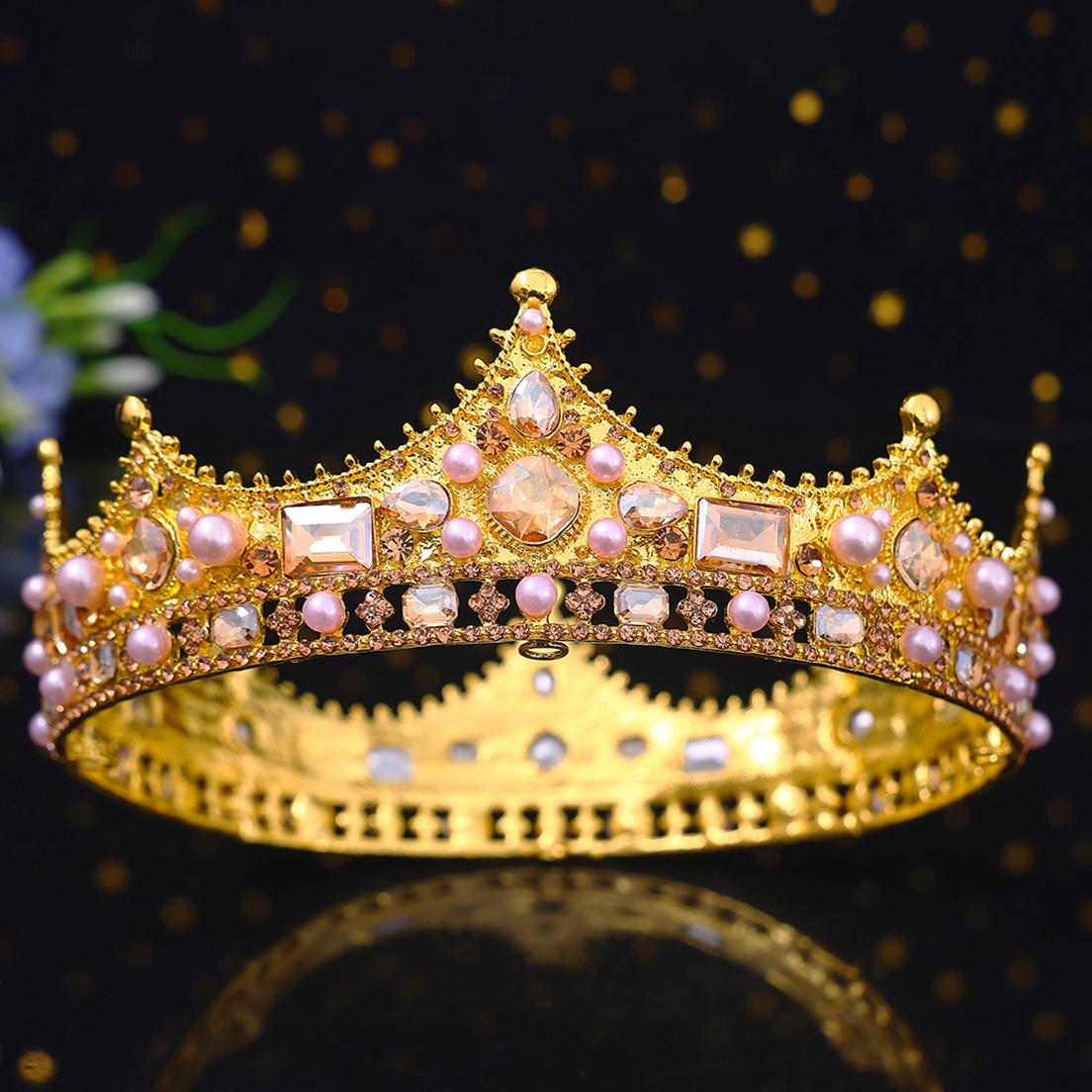 

Vintage Baroque Crystal Tiara Crown for Bride Queen King Wedding Hair Accessory Women Men Pageant Prom Headpiece