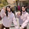 2025 new horn button padded jacket, women's short Korean cotton jacket, loose student cotton jacket, winter coat