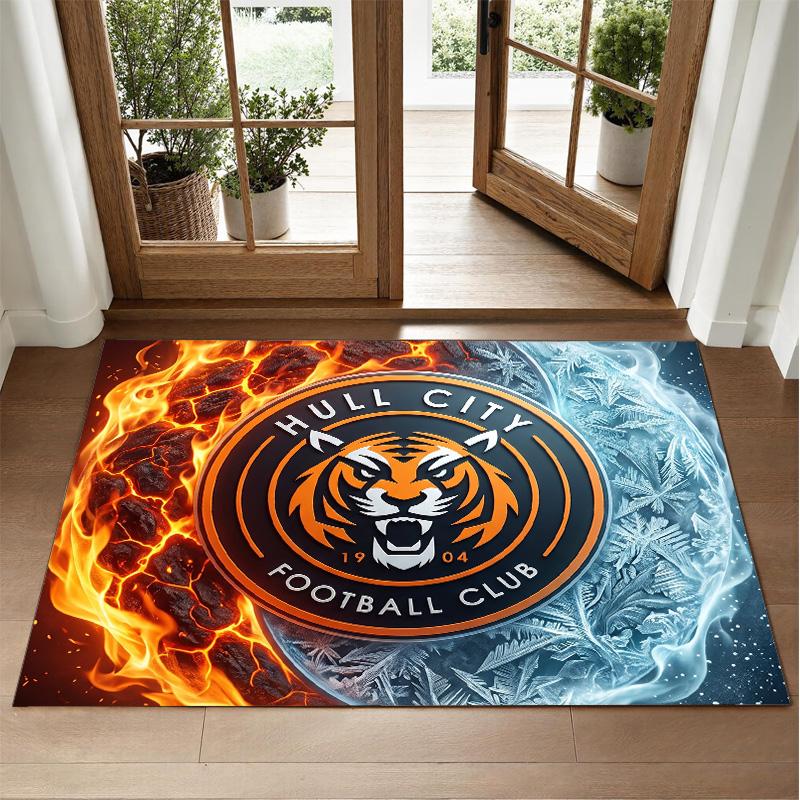 Hull City Fußball Design Kristall Samt Teppich Weiche Dekorative Matte für Schlafzimmer Eingang