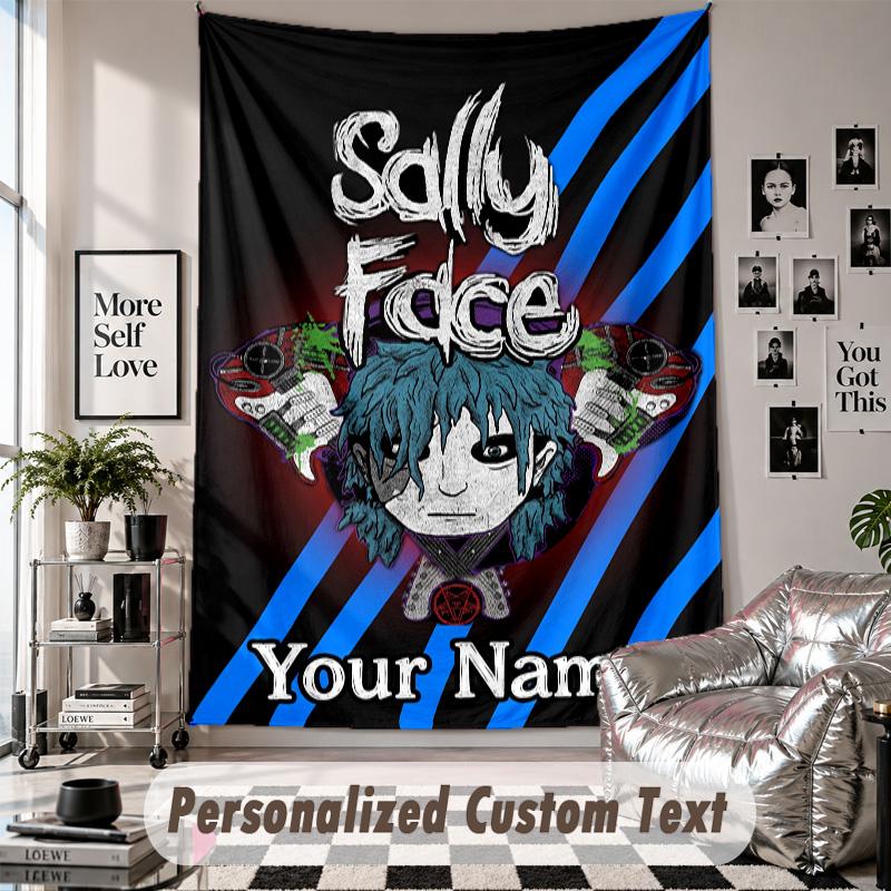 Custom Tapestry Wall Hanging, Sally Face Personalized Name Text Home Wall Decor