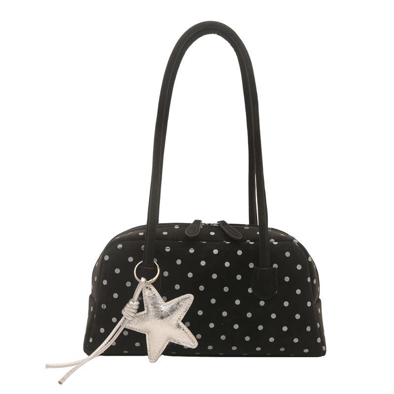 Korean Style Women's Polka Dot Bowling Bag: Large Capacity Pillow Bag for Trendy Daily Commutes
