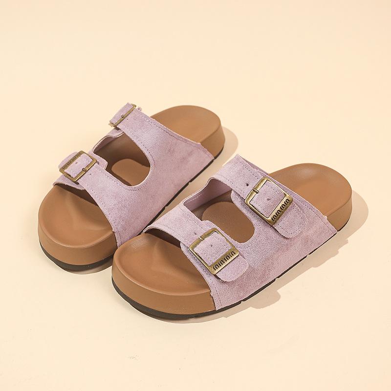 Beautiful thick-bottomed Boken slippers 2025 summer new double-buckle thick-bottomed heightened non-slip and breathable outer wear casual sandals