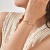 Dainty Wavy Bracelet with Round Zircon,Gold Plated Stainless Steel Flat Rolo Chain Bracelets for Women,Charm Jewelry Gift