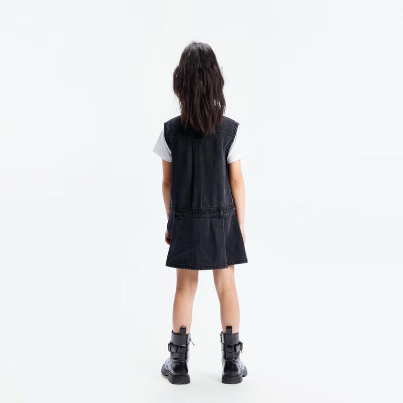 little MO&Co. Girls' Tencel Denim Sleeveless A-Line Zipper Dress