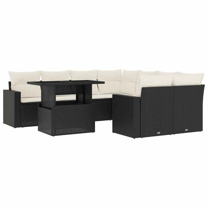 VidaXL Salon de jardin 9 pcs avec coussins noir résine tressée 3267166