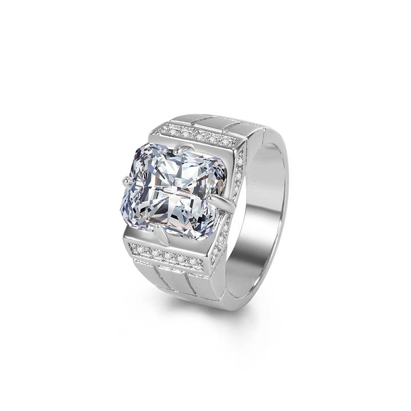 Men's Rhinestone Emerald and Sapphire Ring - European/American Style, Multi-Color Domineering Design Jewelry