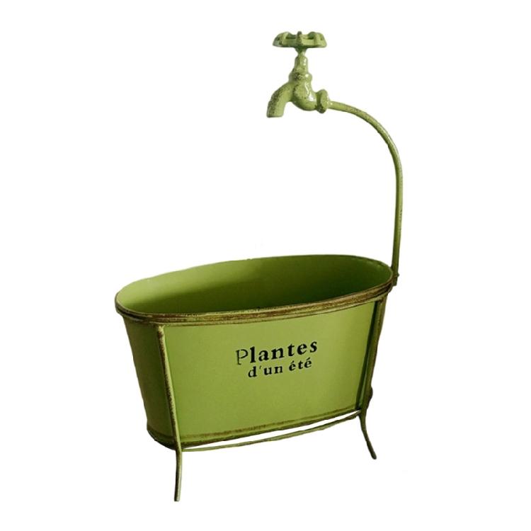 Green Ovals Planter With Decorative Spout High Leg Flower Stand Outdoor Planter For Garden Balcony