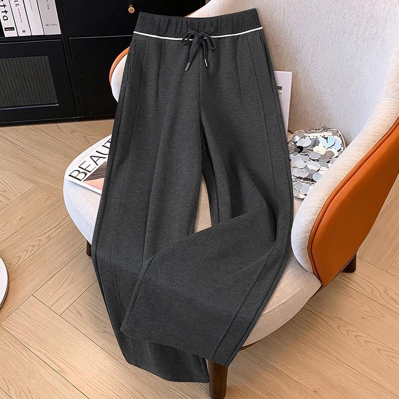 Women's High-Waisted Drawstring Straight-Leg Trousers