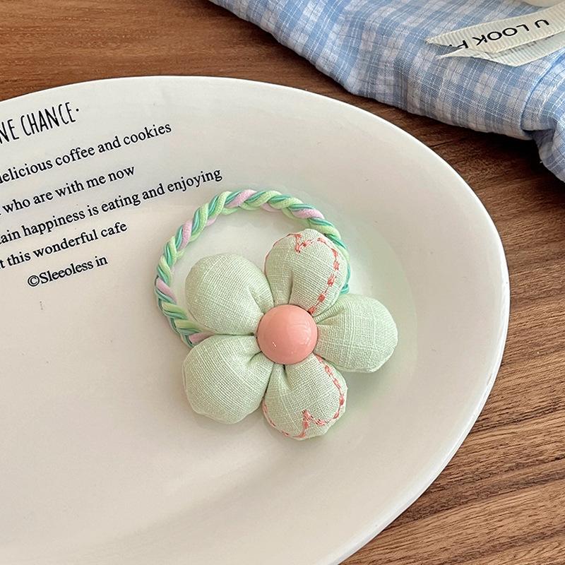 Candy Color Headband Wool Bold Flower Hair Rope Children'S Sweet High Elastic Hair Band Headgear Head Flower Girls Hair Accessories