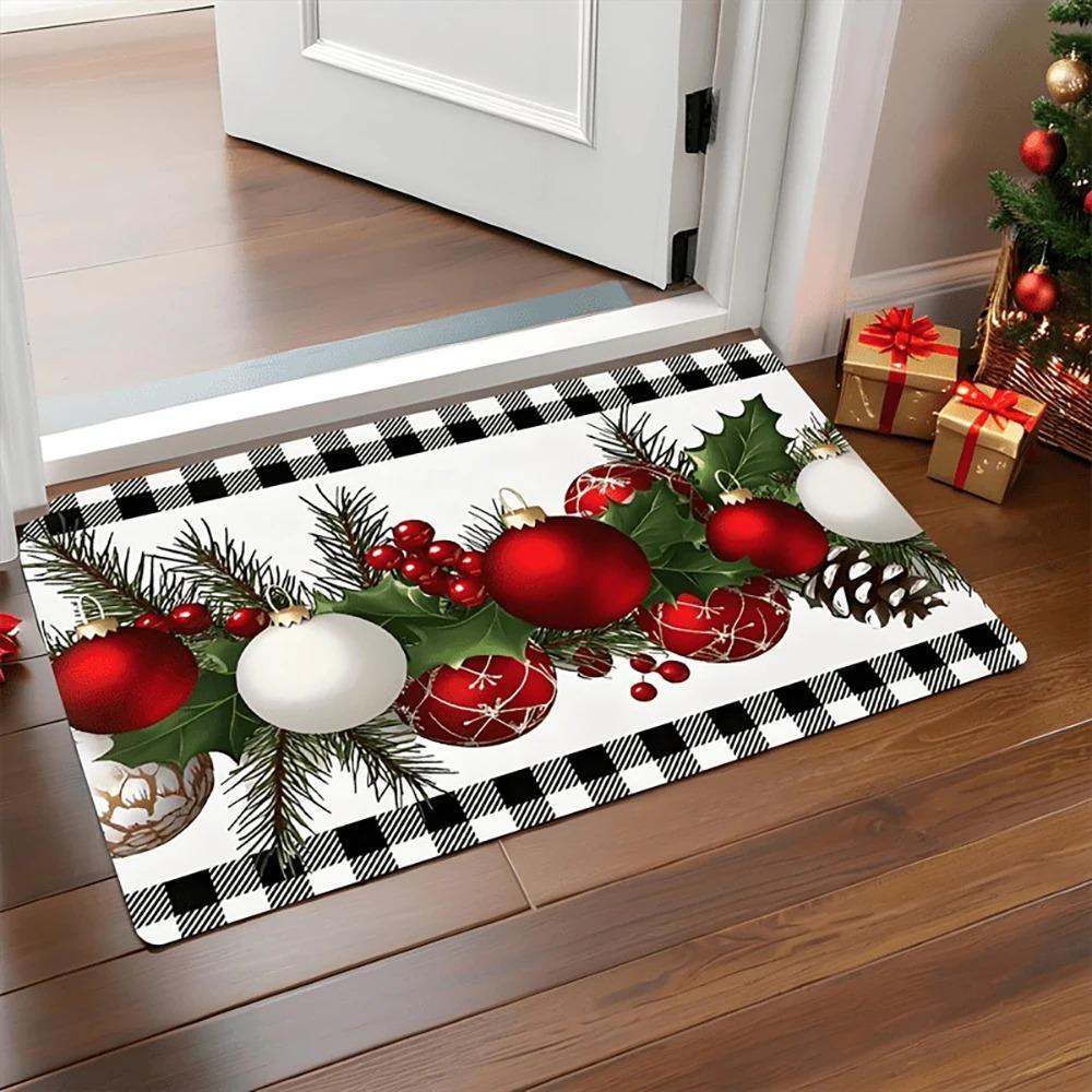 

1pc Christmas-themed Doormat with Balls , Holiday indoor and outdoor rear front door welcome mat winter door mat. 40x60cm