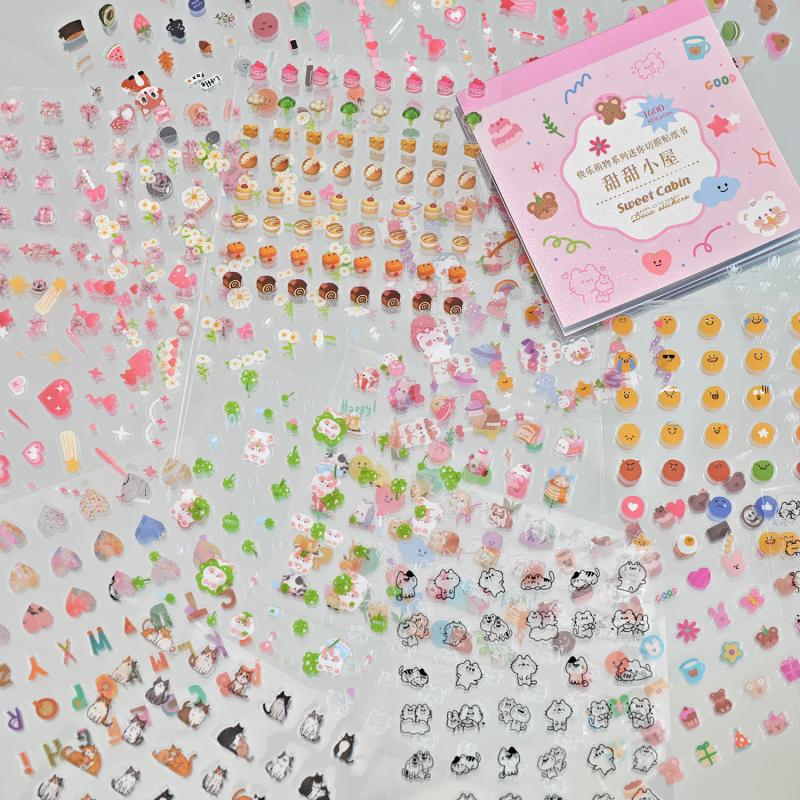28Sheets/Book Cute Mini Graffiti Cut Film Sticker Book Creative Handbook Diy Picture Book Phone Case Nail Art Decoration Sticker