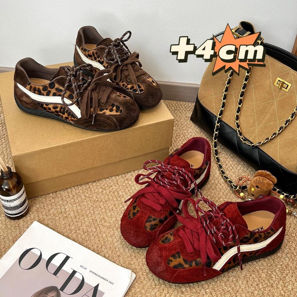 The Inner Height Is Increased by 4cm~ Leopard Print Versatile Retro Forrest Gump Training Shoes Women's Autumn and Winter 2025 New Sports Shoes Ra