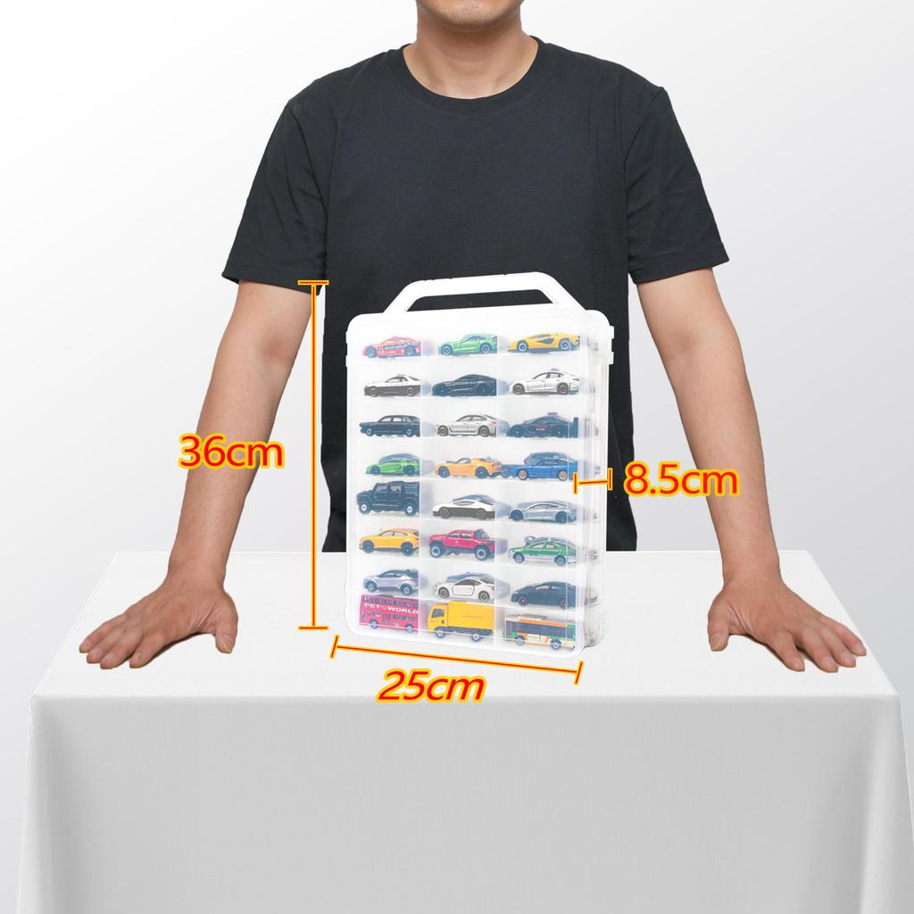 GUNSEED Tomica Storage Case with Storage for Tomica Perfect for Organizing Miniature Hot and Tomica Handle, Double-Sided 46-48 Cars, Cars, Wheels,