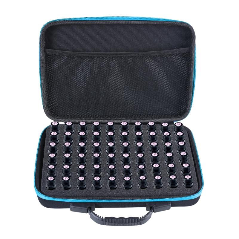 Essential Oil Carrying Case For 60 Bottles 5-10ML Roller Storage Organized EVA Protective Bag for Home and Travel Use