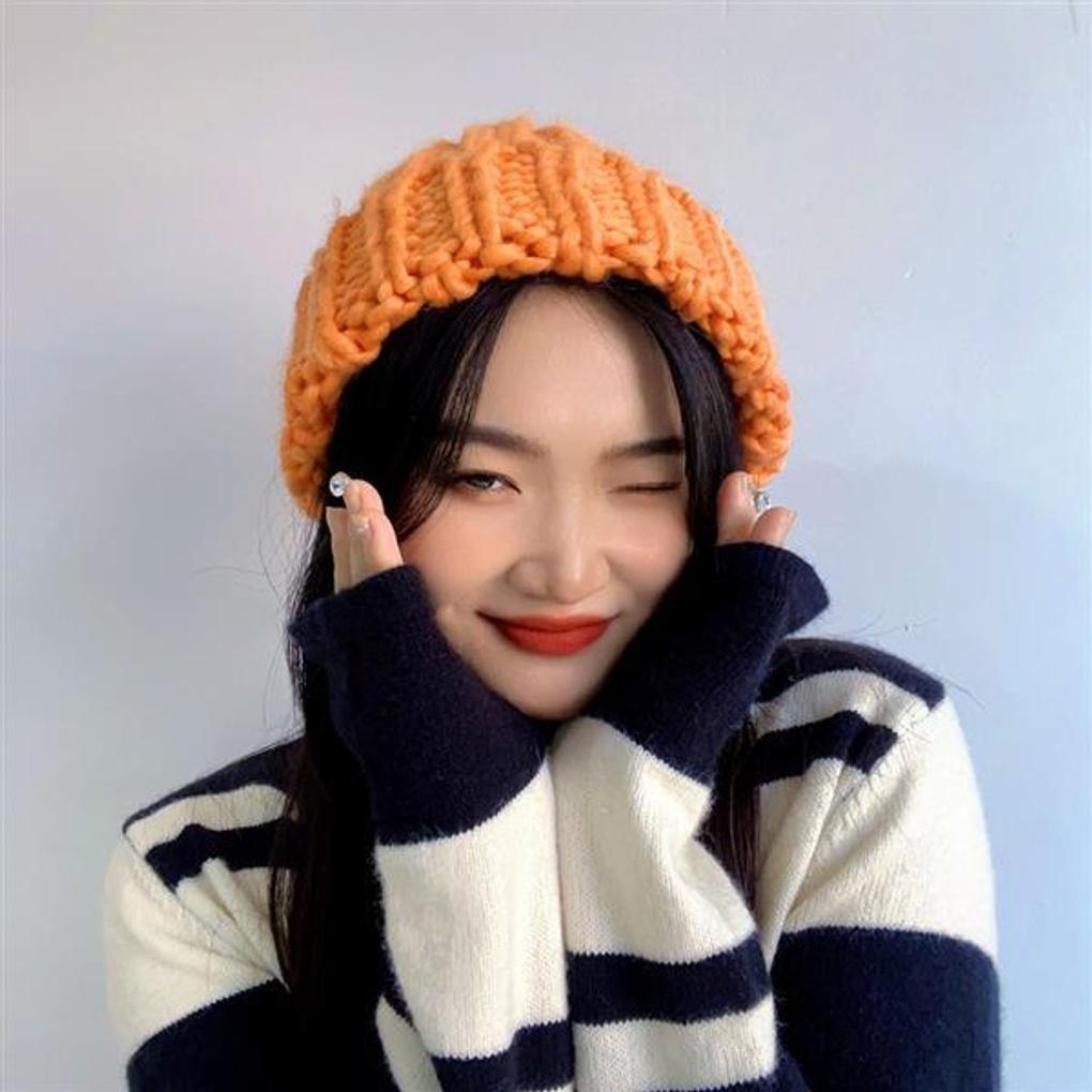 MI Twisted Knit Beanie (Orange)