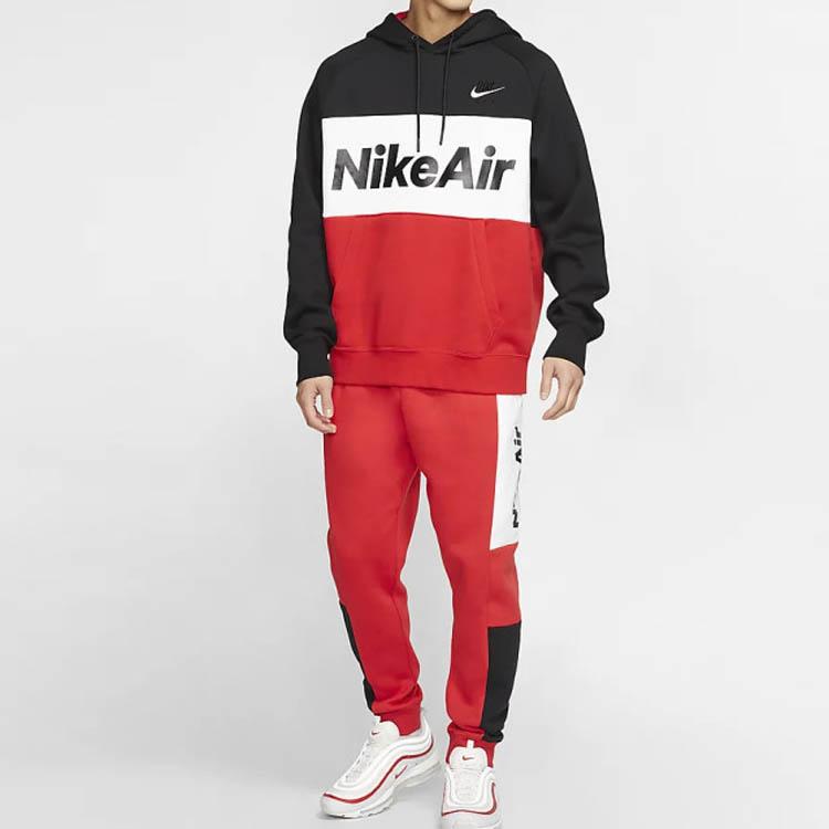 Nike Alphabet Logo Print Fleece Hoodie Men Tops Black CJ4825-011