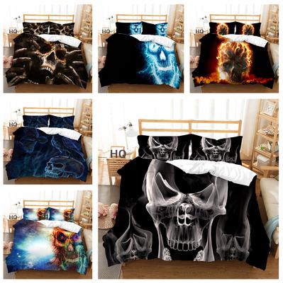 Ensemble de literie Crâne Terrifiant 3D Halloween Housse de couette en duvet Housse d'oreiller 2/3 pièces Textile de maison de luxe Cadeau pour enfant Homme