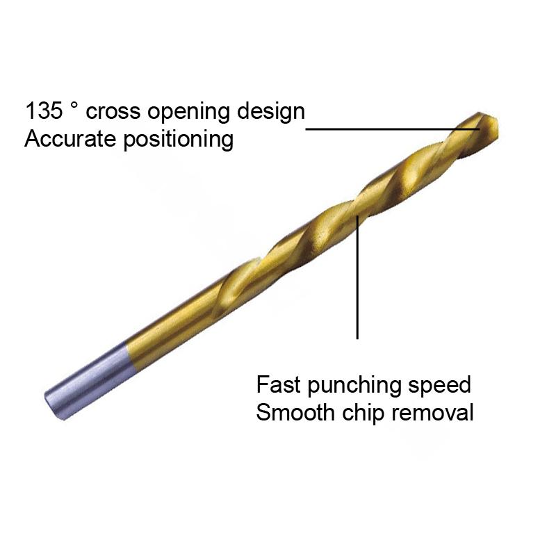 Titanium plated straight handle twist drill 19pc electric drill bit drilling woodworking drilling tool accessory set