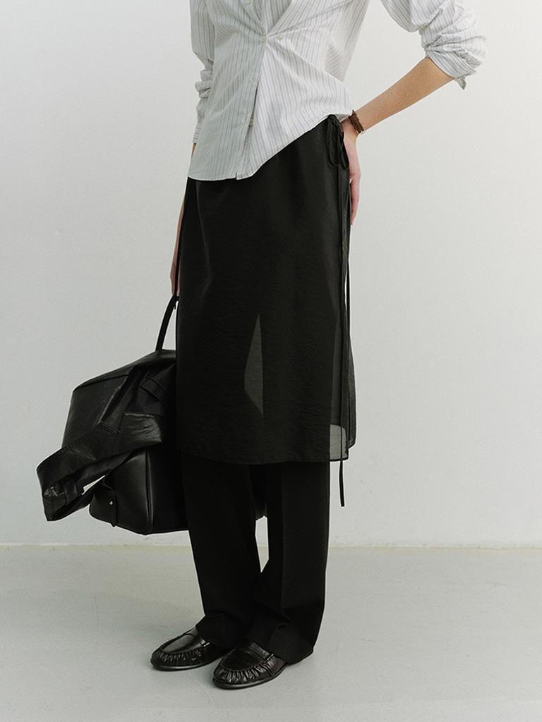 Deonseuteu See-Through Layering Skirt_Udsk6A208_Black