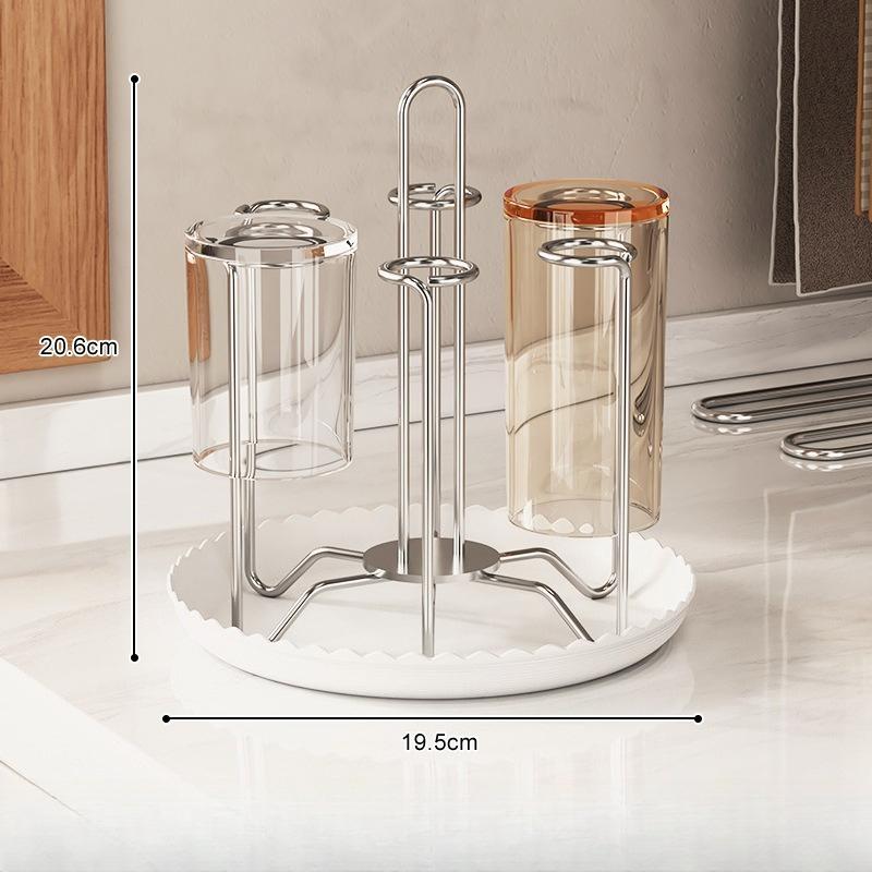 304 Stainless Steel Cup Holder Countertop Drain Rack Tea Cup Storage Drying Stand