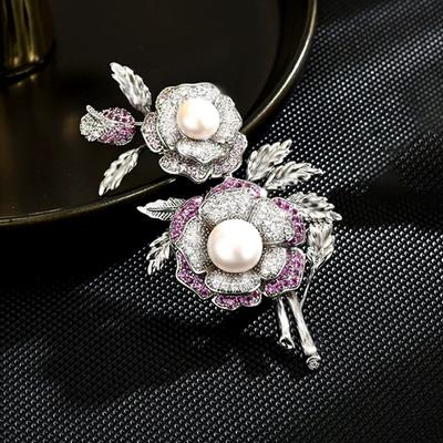 Rose Brooch - Elegant and Grand for Women. Pearl Brooch Exudes A Light Luxury and High-end Charm.