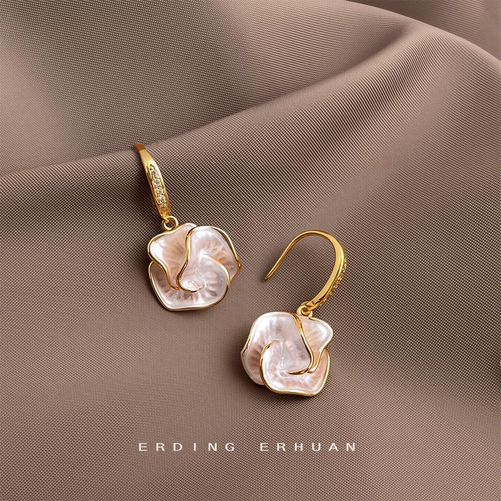 Camellia elegant handmade thin coating craft commuting sweet summer new earrings flower earrings