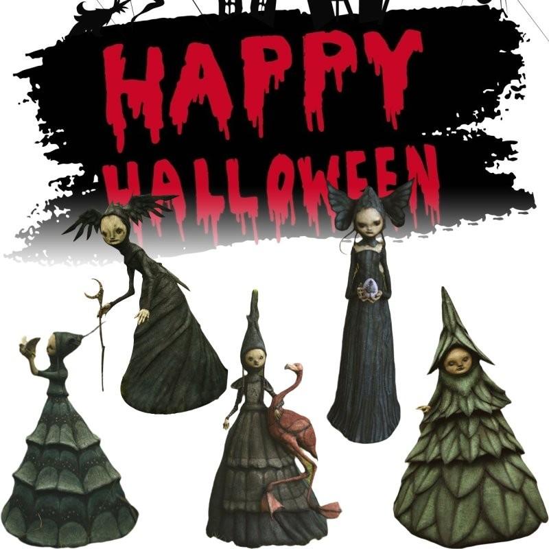 Halloween Ghost Witches Decorations Horror Props Garden Ornament Resin Craft