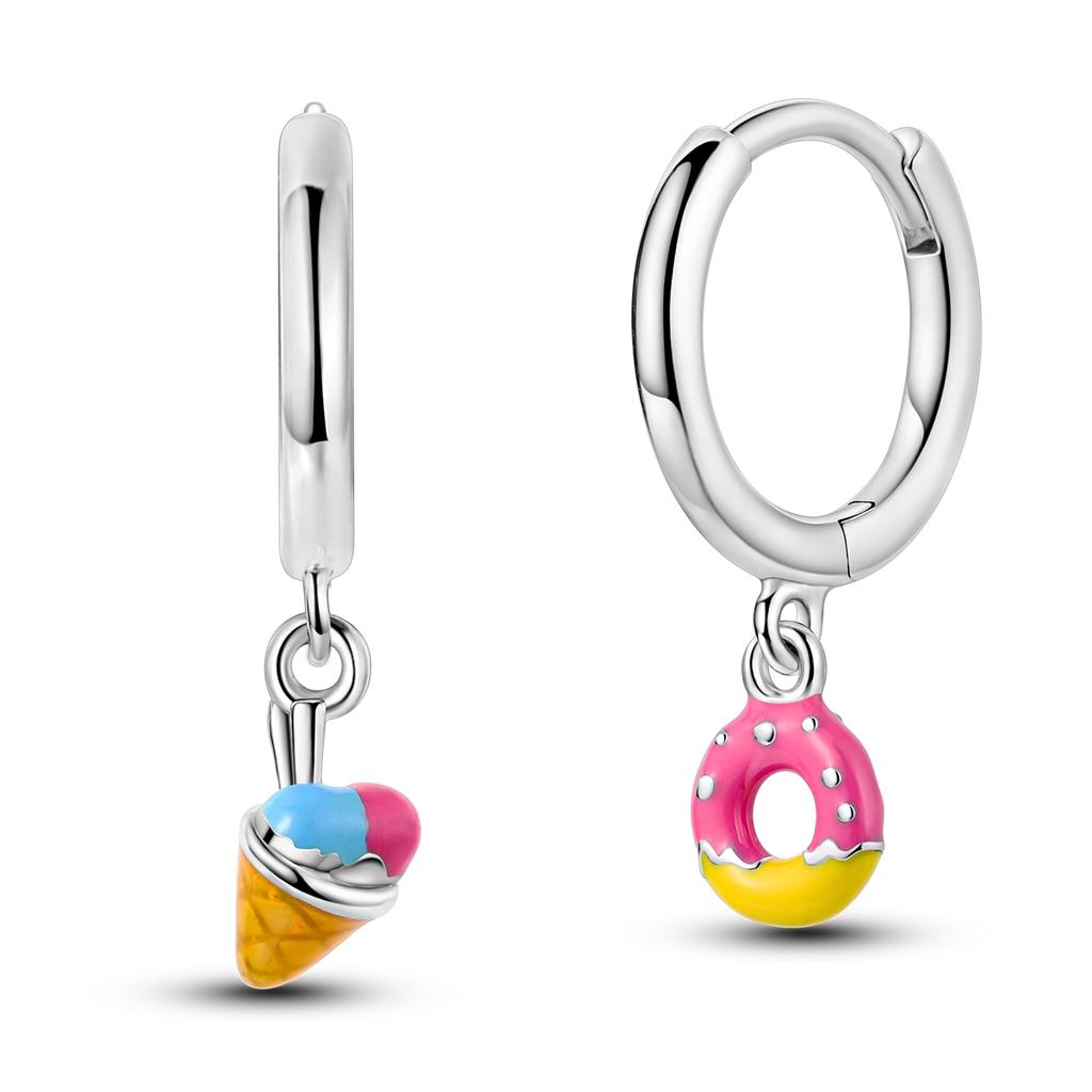 925 Silver Earring Sparkling Colorful Zircon Hoop Earring Round Shape Pendientes Fine Jewelry Gift For Woman