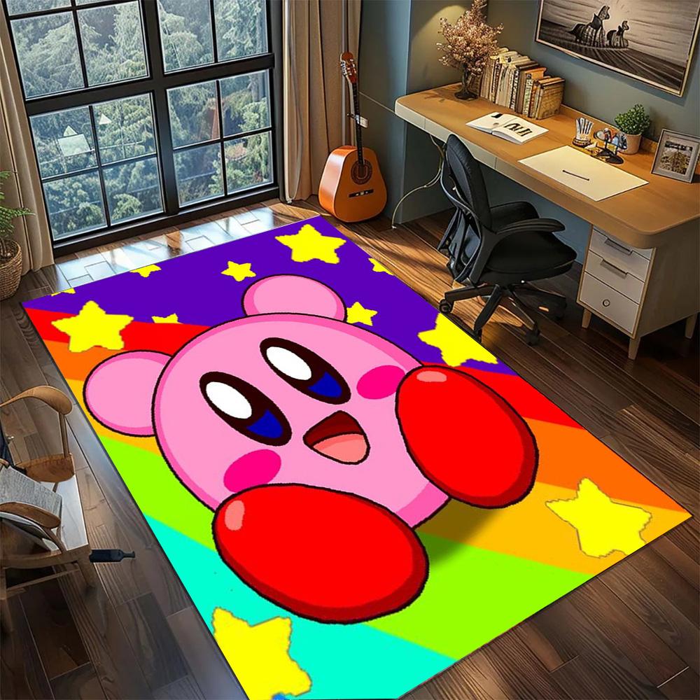 

Kirby Floor Mat Gamer Bedroom Household, Non Slip Washable Large Area Rug Carpet Home Styling.-TING 60x90cm