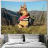 German Shepherd Dog With Red Bandana Mountain Scenery Wall Tapestry Machine Washable All SeasonPrint Realistic AnimalDesignHome