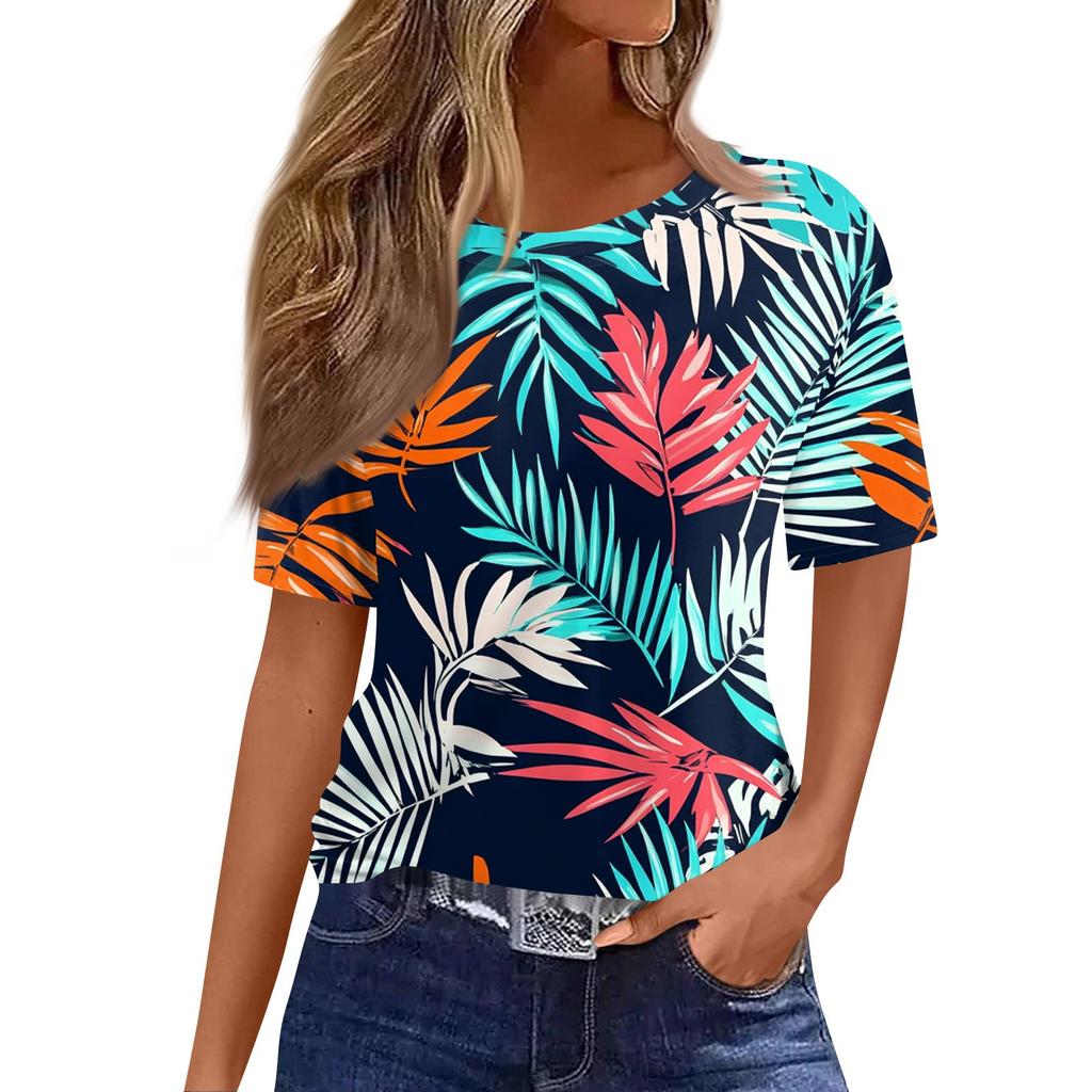 Modisches, lässiges Pullover-Oberteil mit kurzen Ärmeln und Rundhalsausschnitt für Damen