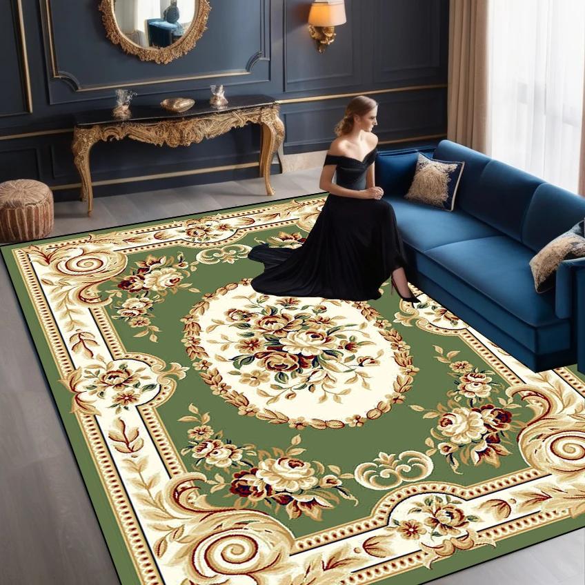 Europäische Luxusteppiche für Wohnzimmer Große Größe Dekorationsteppich Hotelhalle Weiche Matte Schlafzimmer Lounge Rutschfester Teppich Tapis Salon