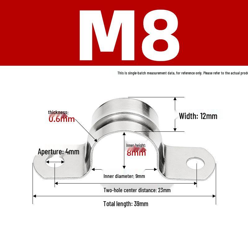 304 Stainless Steel Thickened U-Shaped Pipe Buckle Clamp for Hose and Water Pipes