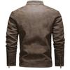 Men's Jacket Slim Fit PU Motorcycle Leather Jacket Lapel Leather Jacket