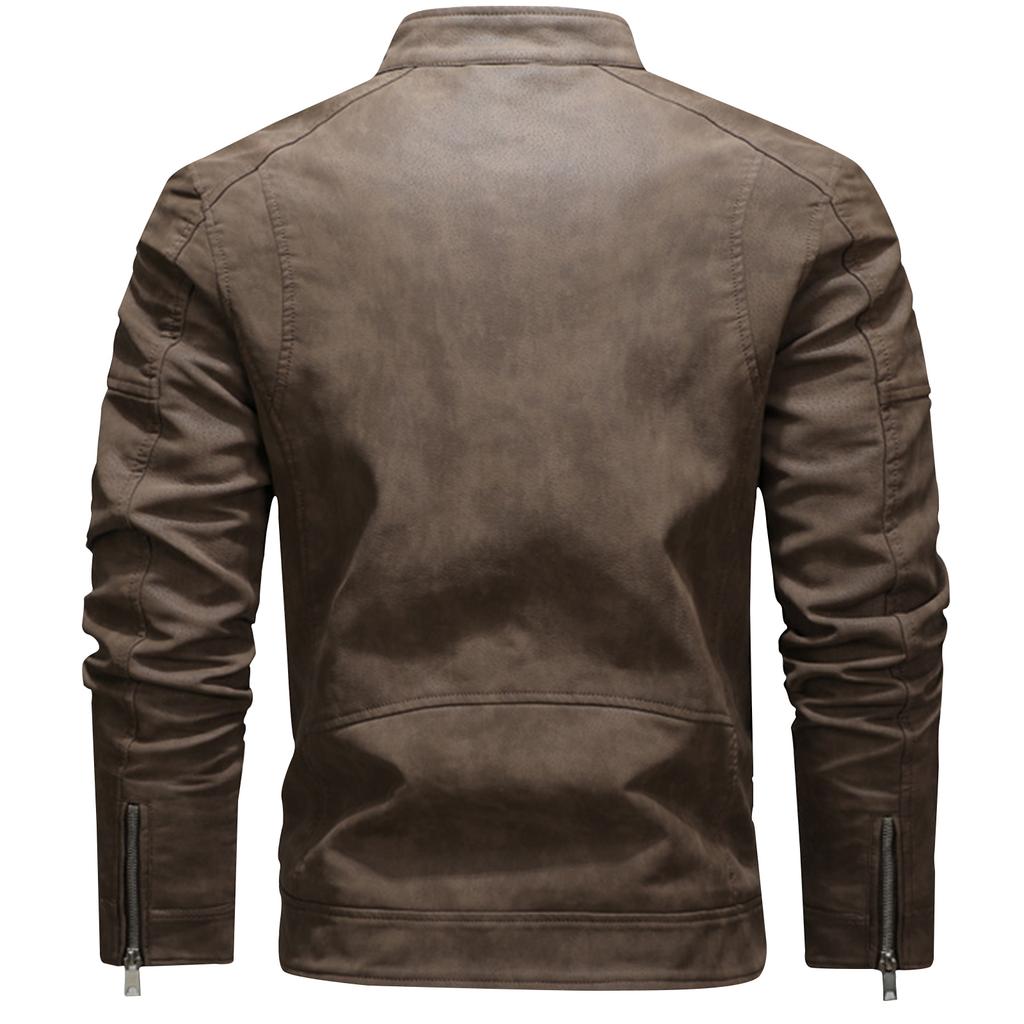 Men's Jacket Slim Fit PU Motorcycle Leather Jacket Lapel Leather Jacket