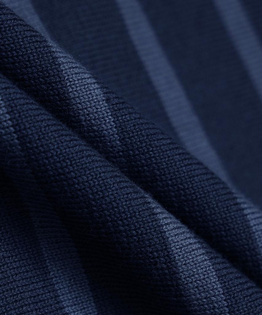 247Silijeu Supima Cotton Striped Half Knit Dark Navy