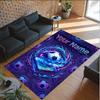 Soccer Theme Crystal Velvet Floor Rug Personalized Custom Name Text Warm Carpet Home Decoration
