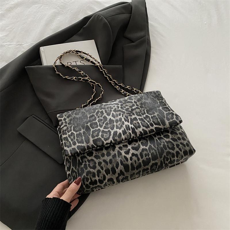 Stylish Black And Brown Small Square Handbag For Women With Chic Leopard Print Design