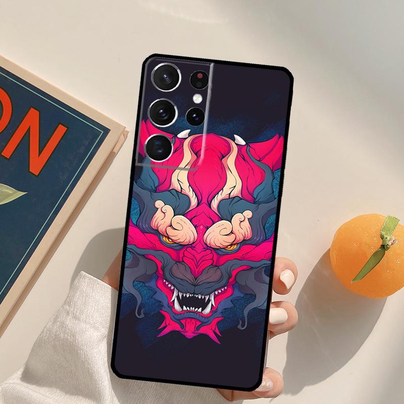 Oni Hannya Demon Mask Phone Case For Samsung Galaxy S25 S26 Ultra S24 S20 S21 S22 S23 Plus S10 S25 FE Back Cover