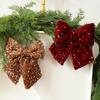Christmas Butterfly Ribbon Ornament With Sequins For Holiday Decor