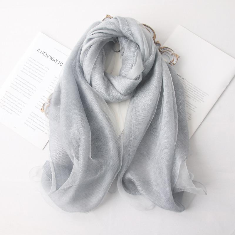Spring New Double-layer Thin Silk Wool Fluffy Scarf Autumn and Winter Versatile Fashion Mulberry Shawl Women