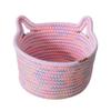 Geflochtener Baumwollseil Aufbewahrungskorb Bambus Schreibtisch Organizer Box Rosa Heimdekoration