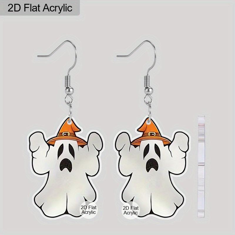 

2D Плоские Серьги на Хэллоуин для Женщин Креативные Милые Серьги-Привидения Шляпа Ведьмы Привидение Деревянные Серьги Аксессуары на Хэллоуин