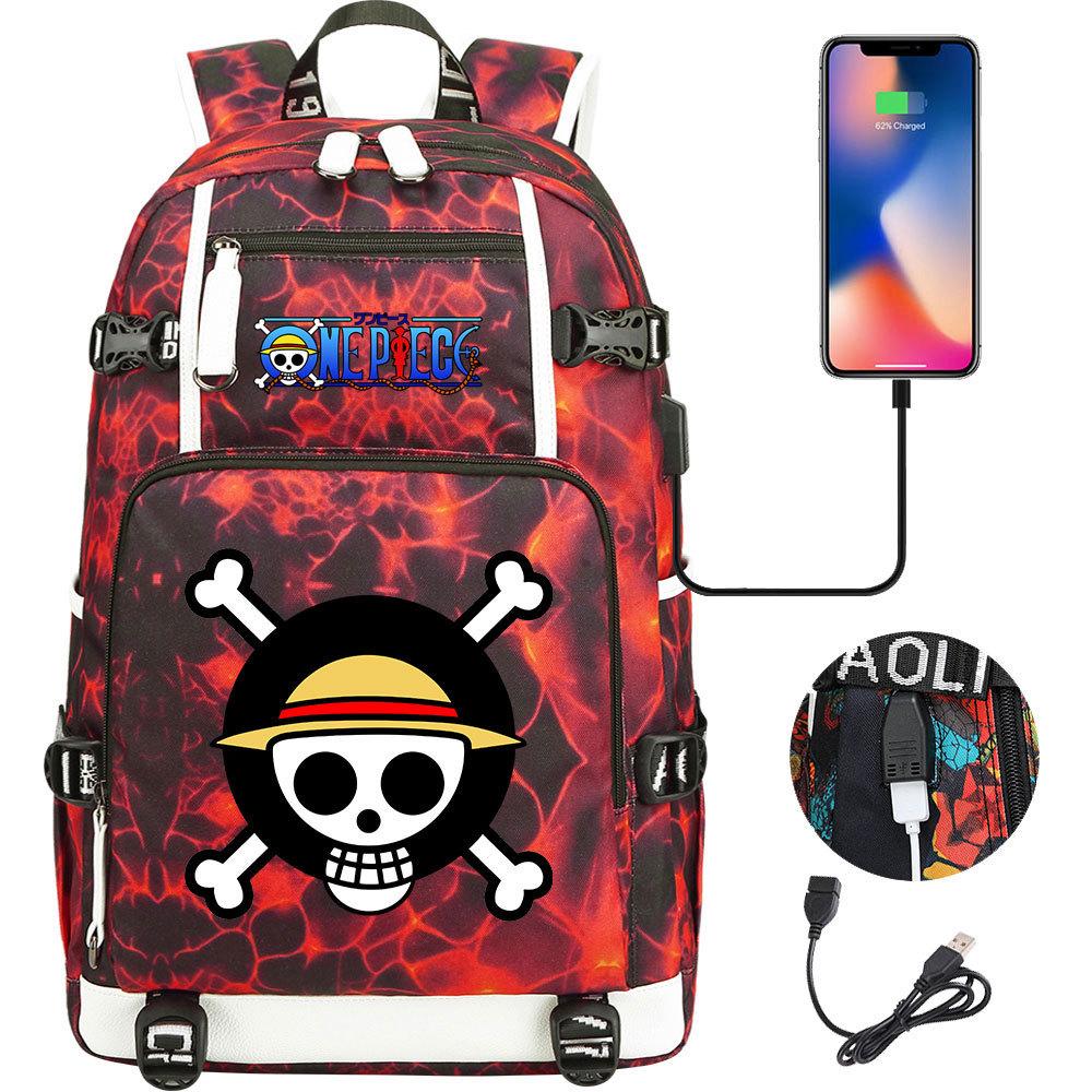 Anime Skull Print Large Capacity Backpack for Teens Students Casual Travel Daypack Lightweight Waterproof