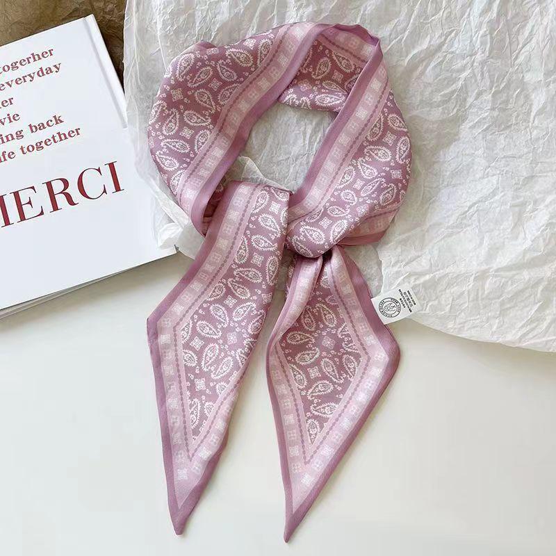 Silk Satin Scarf Women Cloth Hair Bands Headdress Accessories Lady Scarves Ribbon Neck Ties for Bag Handle Triangle Scarf
