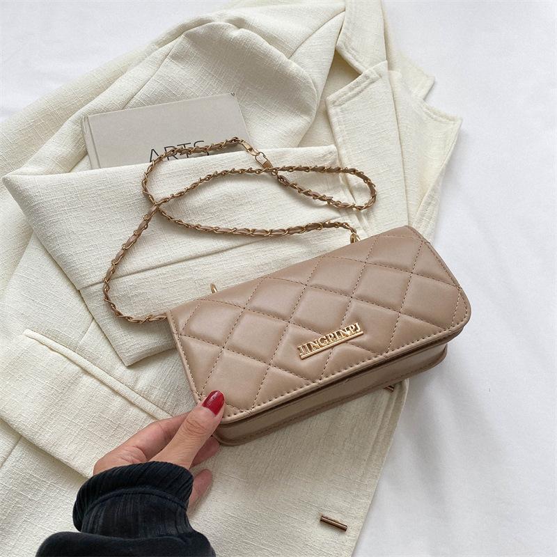 Rhombus embroidery thread versatile chain small bag women's texture solid color shoulder messenger bag 2025 small square bag