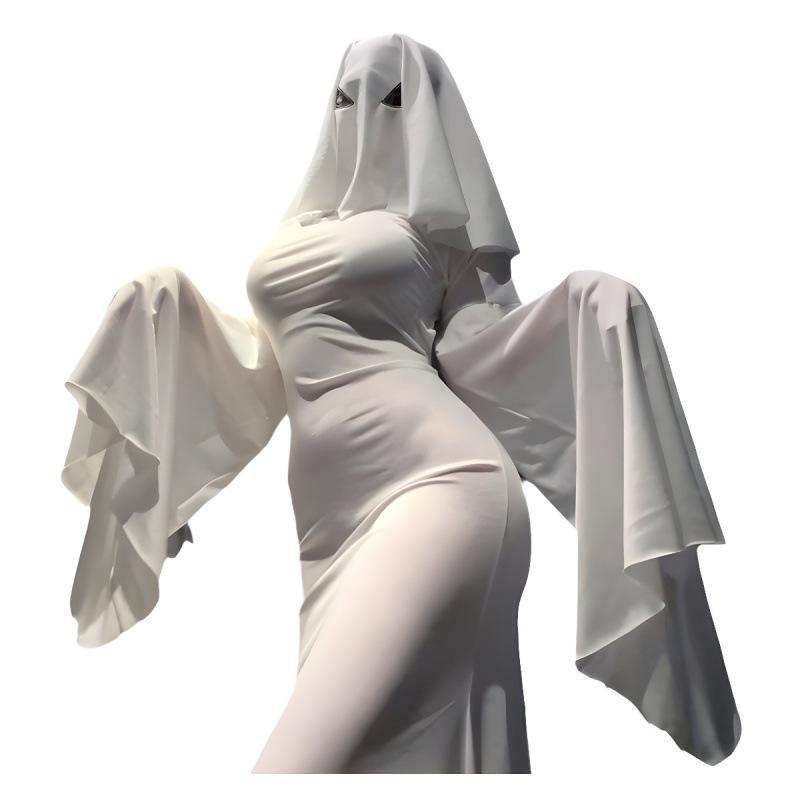 Conservative Ghost Girl, Two Halloween Drag Dresses, Slim Fishtail Dress, Cosplay Party