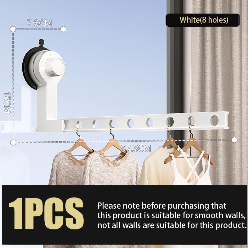 

Складная сушилка на присоске, портативная вешалка для одежды из алюминиевого сплава с 8 отверстиями для путешествий, настенные органайзеры без отверстий Length 37.5cm белый